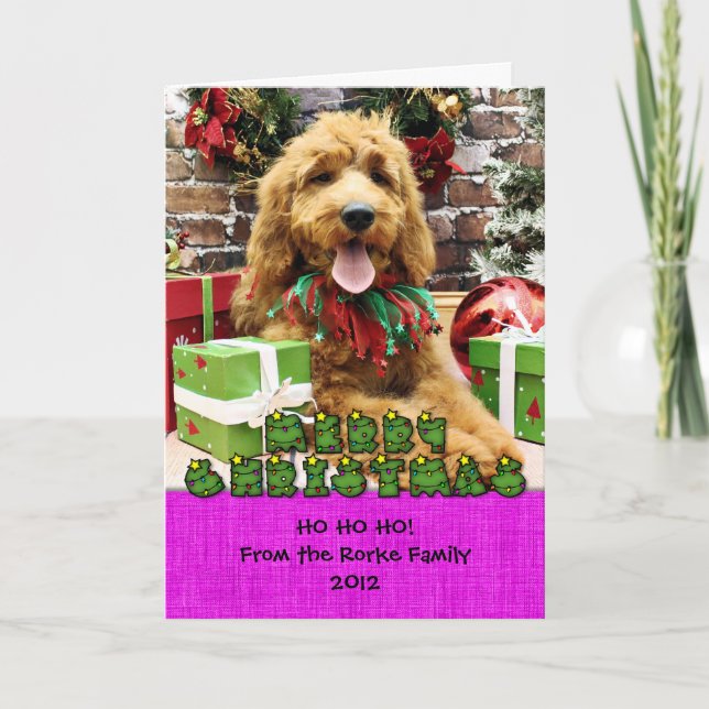 Tarjeta Festiva Navidades - GoldenDoodle - Claire (Anverso)