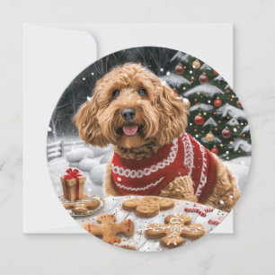 Tarjeta Festiva Navidades Goldendoodle Dogs