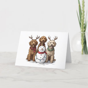 Tarjeta Festiva Navidades Goldendoodle Dogs
