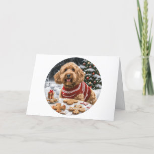 Tarjeta Festiva Navidades Goldendoodle Dogs
