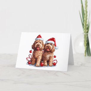 Tarjeta Festiva Navidades Goldendoodle Dogs