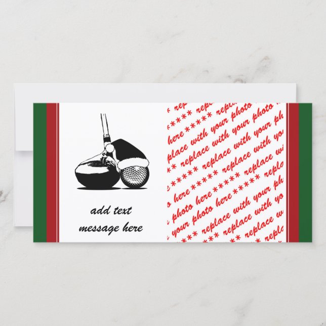 Tarjeta Festiva Navidades Golf Ball and Club (Anverso)