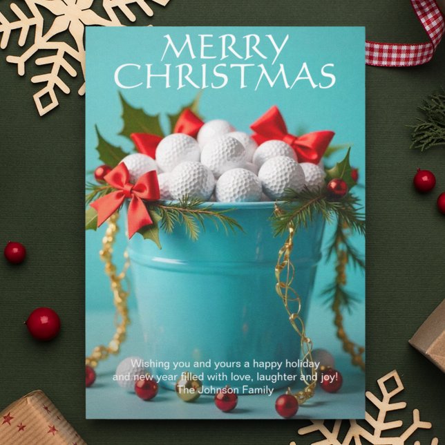 Tarjeta Festiva Navidades Golf Ball Bucket Photo (Subido por el creador)