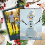 Tarjeta Festiva Navidades Golf Ball Snowman ・ Armada fotográfica f<br><div class="desc">Una moderna y agradable tarjeta de saludo de vacaciones con un pequeño muñeco de nieve hecho de bolas de golf apiladas. El reverso incluye un gran marcador central de posición de la foto (para ser reemplazado) y un mensaje personalizable. Desee a sus amigos y familiares el más cálido de sus...</div>