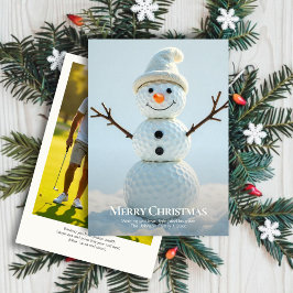 Tarjeta Festiva Navidades Golf Ball Snowman ・ Foto familiar