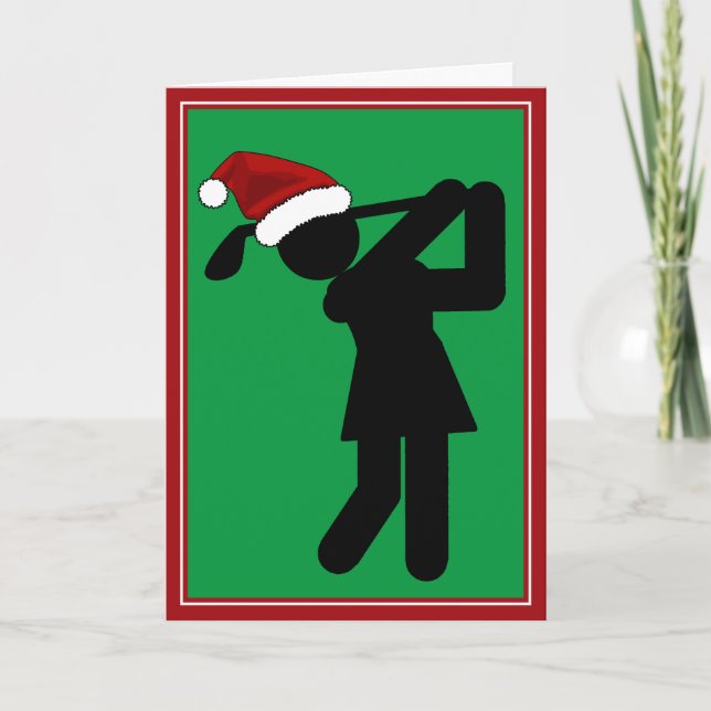 Tarjeta Festiva Navidades Golfer femenino - Símbolo de golf (Anverso)