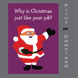 Tarjeta Festiva Navidades Gordo Man Santa Office Humor Chiste grac