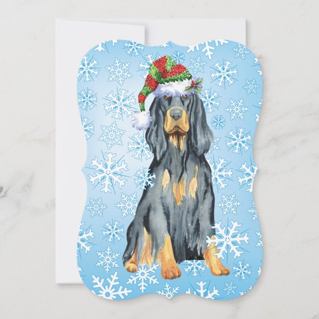 Tarjeta Festiva Navidades Gordon Setter (Anverso)