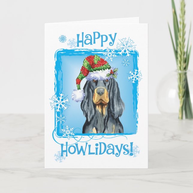 Tarjeta Festiva Navidades Gordon Setter (Anverso)