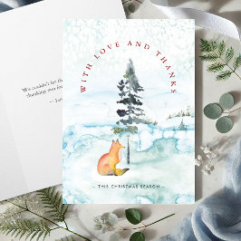 Tarjeta Festiva Navidades Gracias Cartas Watercolor Fox