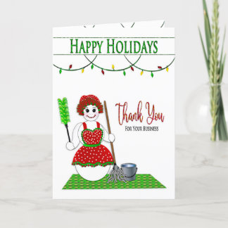 Tarjeta Festiva Navidades Gracias Por Su Hol De Limpieza De Negoci
