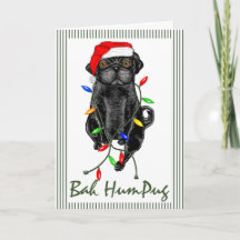 Navidades graciosos de Black Pug Dog Bah Humpug