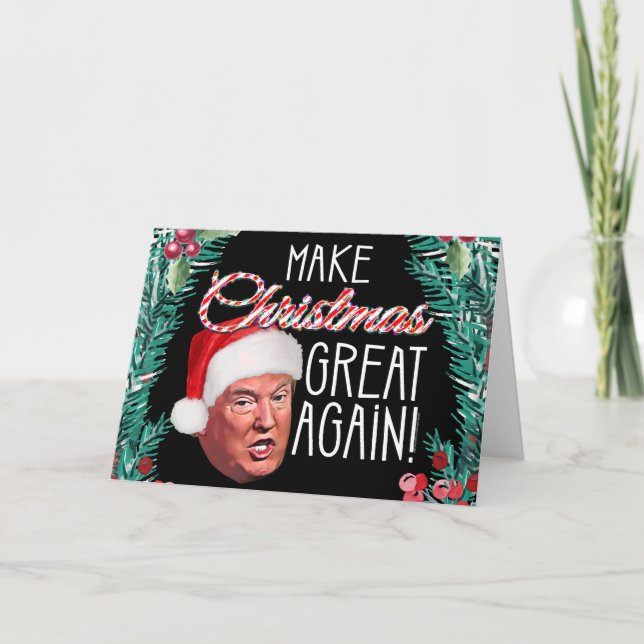 Tarjeta Festiva Navidades graciosos de Donald Trump (Anverso)