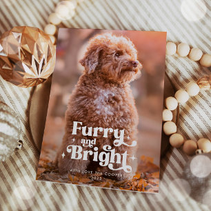 Tarjeta Festiva Navidades Graciosos De Fotos De Perro Luminoso Y L