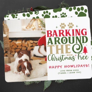 Tarjeta Festiva Navidades graciosos de fotos de perros. Imagen per