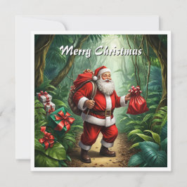 Tarjeta Festiva Navidades graciosos de la jungla roja de moda no f