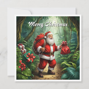 Tarjeta Festiva Navidades graciosos de la jungla roja de moda no f