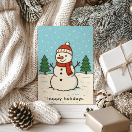 Tarjeta Festiva Navidades graciosos de Snowman Cute