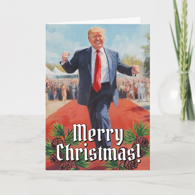 Tarjeta Festiva Navidades graciosos del presidente Donald Trump ba (Anverso)