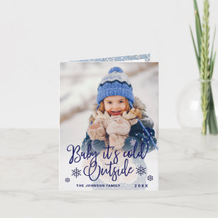 Tarjeta Festiva Navidades graciosos FOTO bebé hace frío afuera