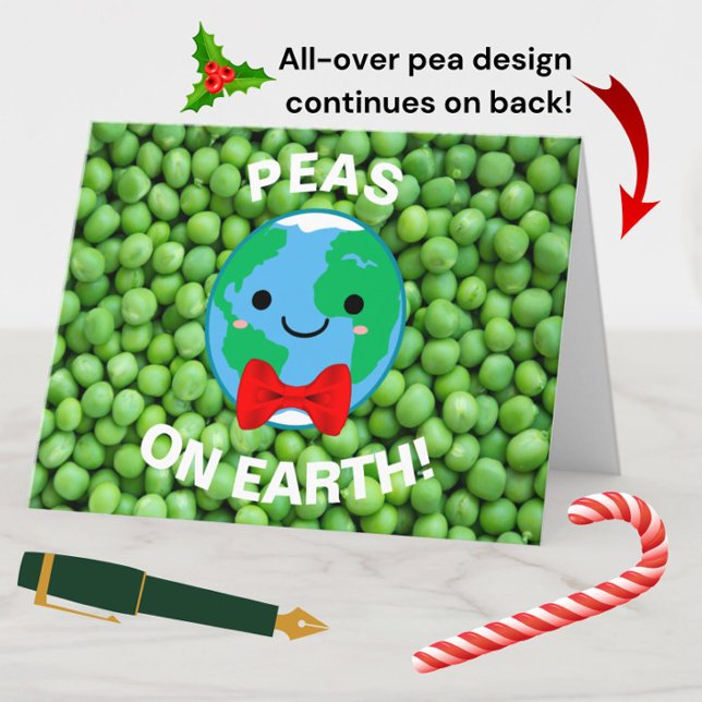 Tarjeta Festiva Navidades graciosos "Peas en la Tierra" impactan a (Available as an instant download e-card, or in physical form. Happy holidays! )