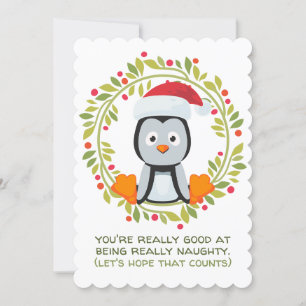 Tarjeta Festiva Navidades graciosos pingüinos son buenos para ser 