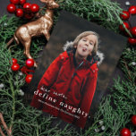 Tarjeta Festiva Navidades graciosos y traviesos<br><div class="desc">Una graciosa tarjeta de Navidades fotográficos con una simple tipografía define un saludo travieso en el frente. La espalda tiene un patrón de manchas. Haga clic en el botón de edición para personalizar de este diseño.</div>