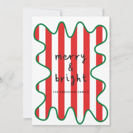 Tarjeta Festiva Navidades gráficos modernos mínimos rojos y blanco
