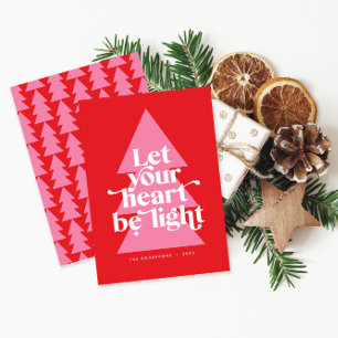 Tarjeta Festiva Navidades gráficos modernos mínimos rojos y rosas