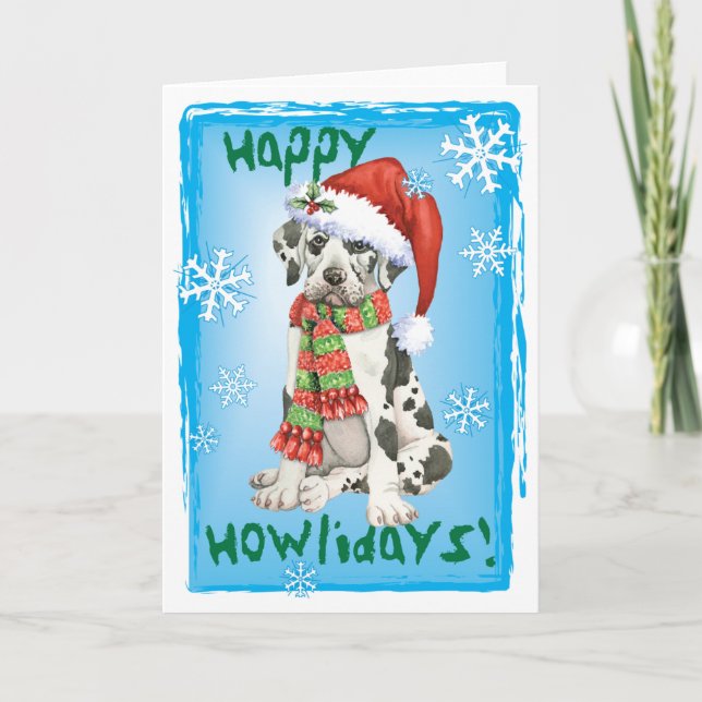 Tarjeta Festiva Navidades Gran danés (Anverso)