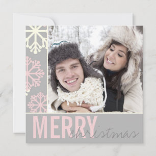 Tarjeta Festiva Navidades Gray Snowflake Photo