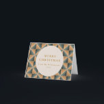 Tarjeta Festiva Navidades Green Vintage Deco Personalizado doblado<br><div class="desc">Esta tarjeta festiva plegada presenta un patrón vintage de formas geométricas art deco en verde y oro con un saludo editable.</div>