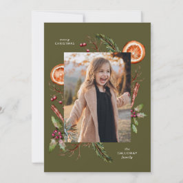 Tarjeta Festiva Navidades GreenPhoto Green Holiday Card
