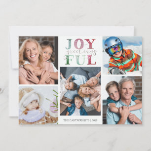 Tarjeta Festiva Navidades GREETINGS JOYFUL 5 Fotos Acuarela