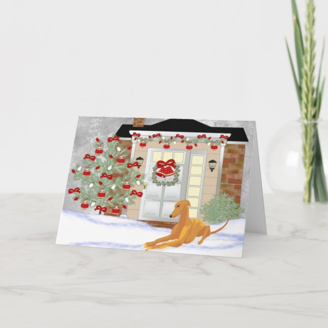 Tarjeta Festiva Navidades Greyhound (Anverso)