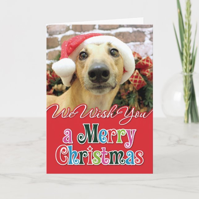 Tarjeta Festiva Navidades - Greyhound - Pena (Anverso)