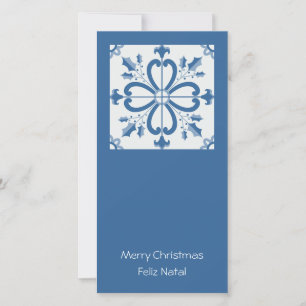 Tarjeta Festiva Navidades grill y flores pétalos marco