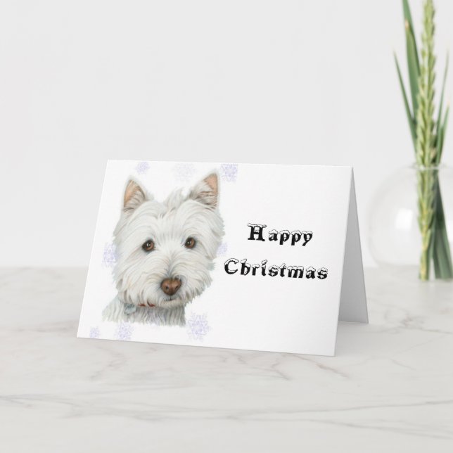 Tarjeta Festiva Navidades guapos regalos de perro de westie (Anverso)