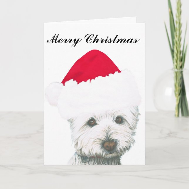 Tarjeta Festiva Navidades guapos Westie Dog (Anverso)