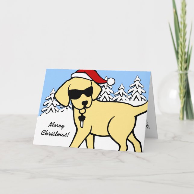 Tarjeta Festiva Navidades Guay Yellow Lab Snow Woods (Anverso)