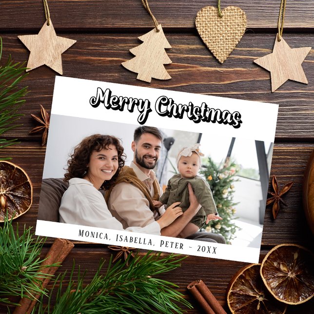 Tarjeta Festiva Navidades guión fotográfico familiar moderno verde (Subido por el creador)