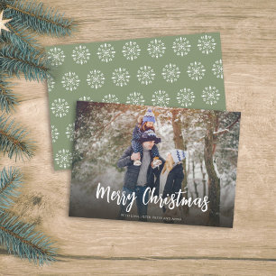 Tarjeta Festiva Navidades Guión Verde Mínimo 1 Invierno Fotográfic