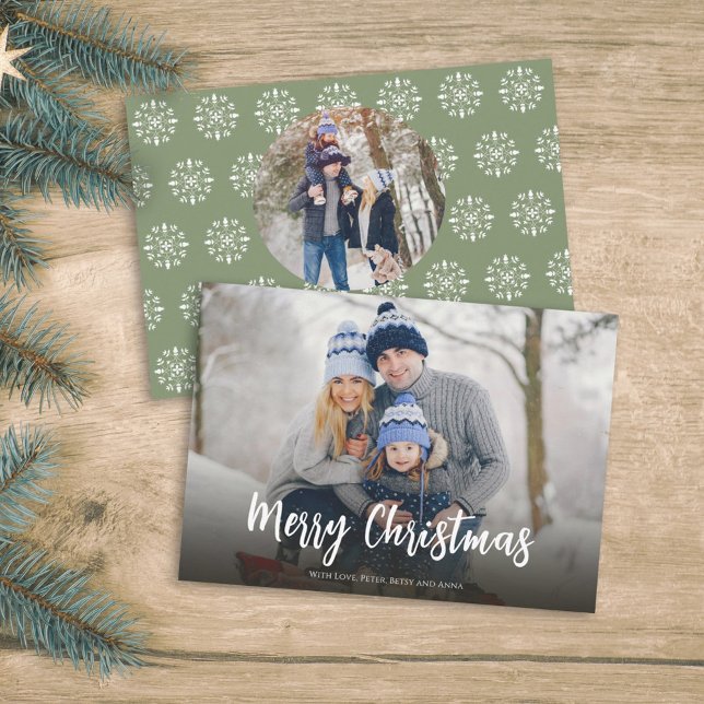 Tarjeta Festiva Navidades Guión Verde Mínimo 2 Invierno Fotográfic (Subido por el creador)