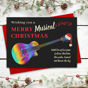 Tarjeta Festiva Navidades guitarrista músico personalizado