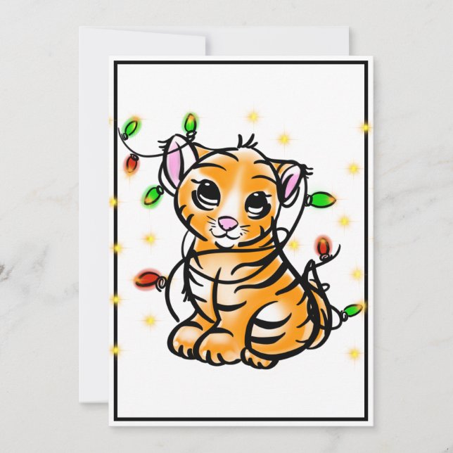 Tarjeta Festiva Navidades guitten tiger (Anverso)