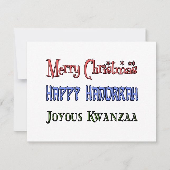 Tarjeta Festiva Navidades - Hanukkah - Kwanzaa (Anverso)
