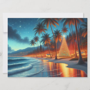 Tarjeta Festiva Navidades hawaianos/tropicales