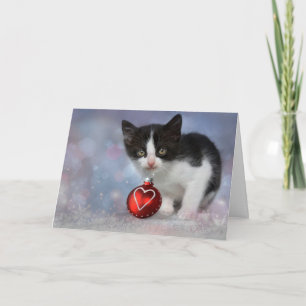 Tarjeta Festiva Navidades Heart Ornament Kitten