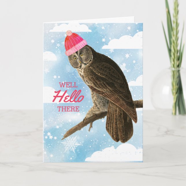 Tarjeta Festiva Navidades hechos a mano de crochet de lechón diver (Anverso)
