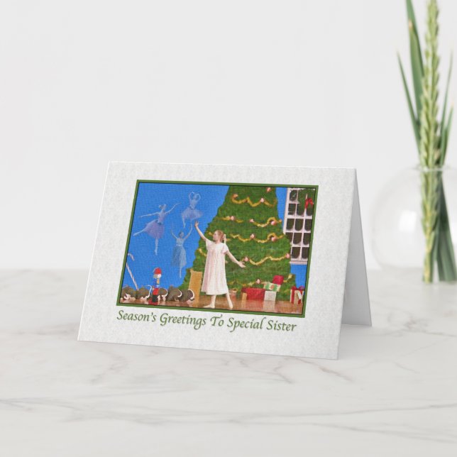 Tarjeta Festiva Navidades, Hermana, Ballet de los Nutcracker (Anverso)